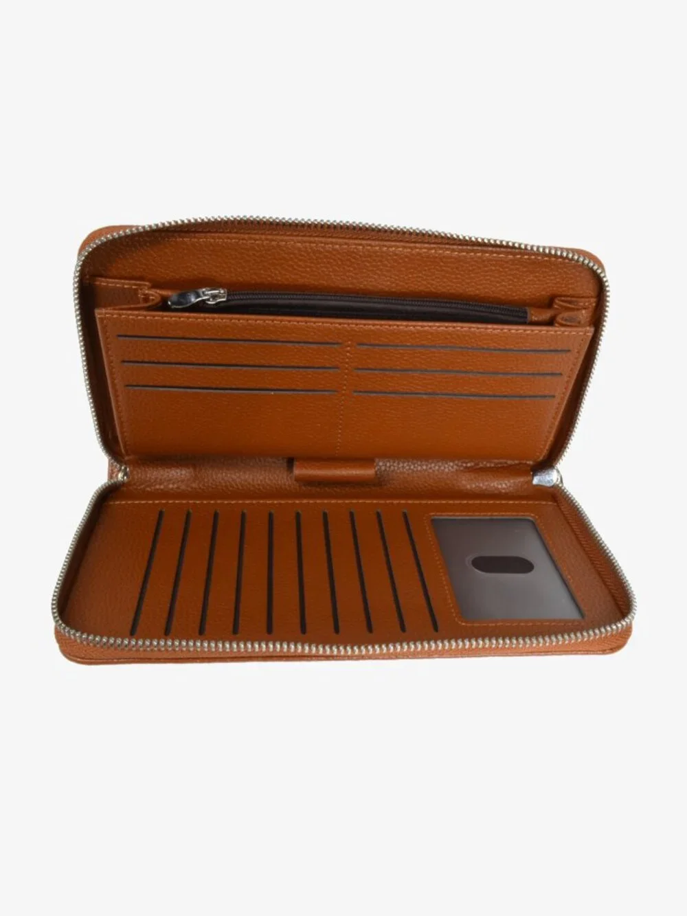 Zip-around Clutch, Caramel, 8.25